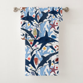 Conjunto De Toalhas Corpo de pregos de tubarão da praia em Cute