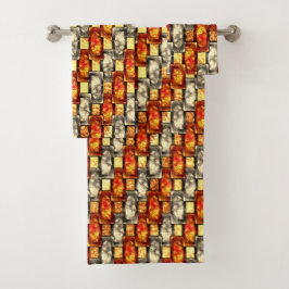 Conjunto De Toalhas Corpo retangular esculpido avermelhado e bege alin