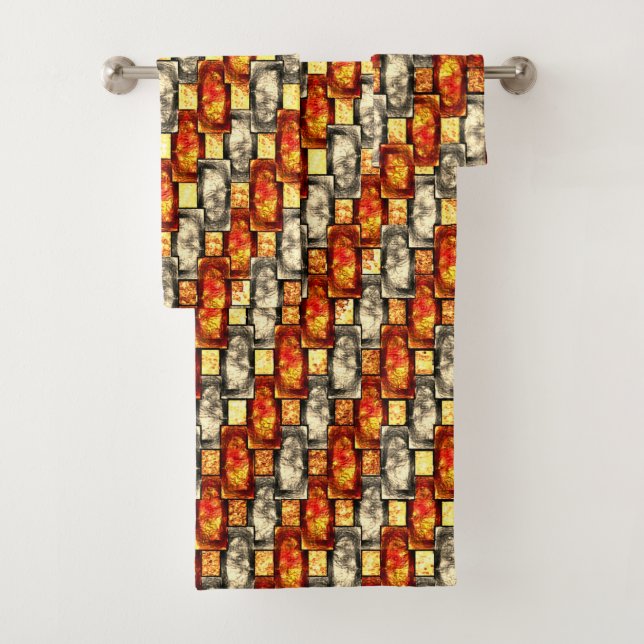 Conjunto De Toalhas Corpo retangular esculpido avermelhado e bege alin (Insitu)