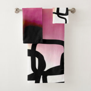 Conjunto De Toalhas Corrente de bloqueio: Abstrato cor-de-rosa, amarel
