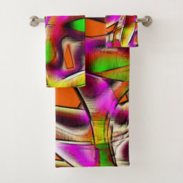 Conjunto De Toalhas Cortes tortos coloridos, cor-de-rosa e esculpidos