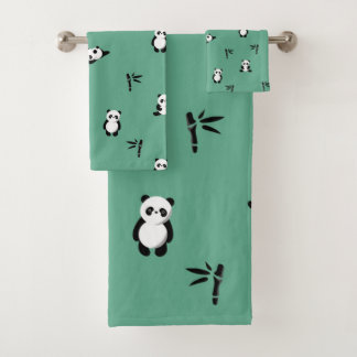 Conjunto De Toalhas Cortina de Banho de panda de desenho animado
