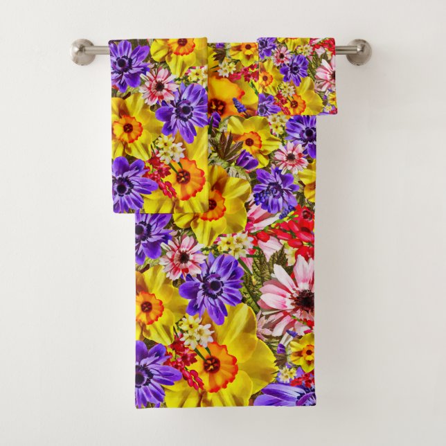 Conjunto De Toalhas Cortina de Chuveiro de Flores (Insitu)