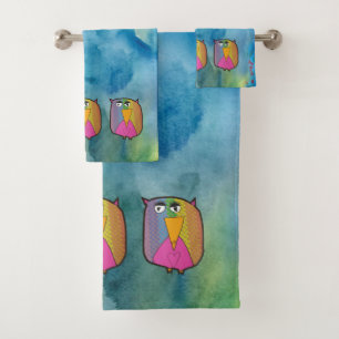 Conjunto De Toalhas Coruja "Arte por Crianças"