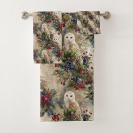 Conjunto De Toalhas Coruja Floral Enfeitiçante
