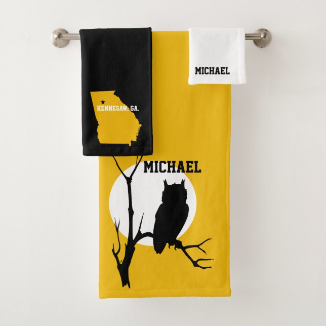 Conjunto De Toalhas Coruja Preta e Dourada (Insitu)