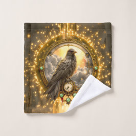 Conjunto De Toalhas Corvo Guardião do Tempo – Relógio Gótico 
