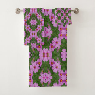 Conjunto De Toalhas Cosmos Rosa Flores de Margarida Abstrato