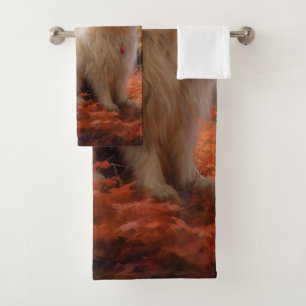 Conjunto De Toalhas Coton De Tulear no Outono Folhas Caem Inspire