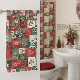 Conjunto De Toalhas Country patchwork christmas pattern