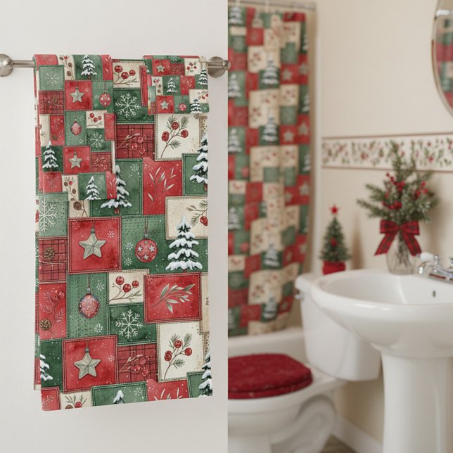 Conjunto De Toalhas Country patchwork christmas pattern (Criador carregado)