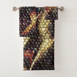 Conjunto De Toalhas Couro réptil com manchas amareladas e castanhas?