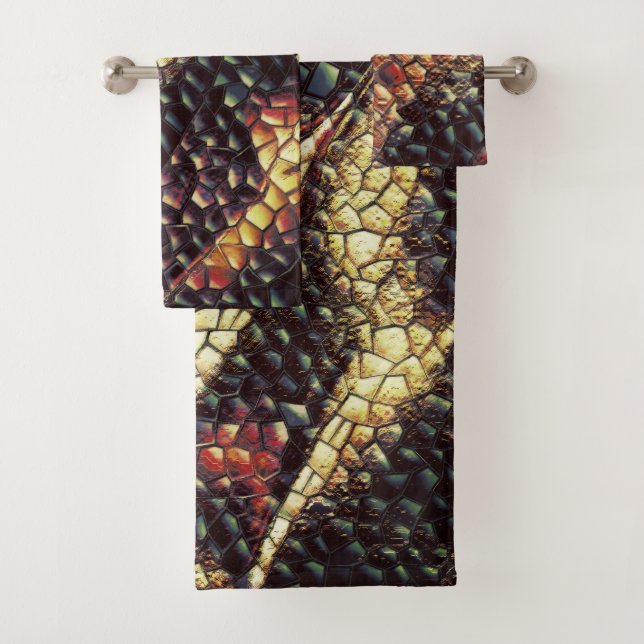 Conjunto De Toalhas Couro réptil com manchas amareladas e castanhas? (Insitu)