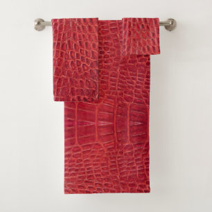 Conjunto De Toalhas Couro vermelho do jacaré do falso