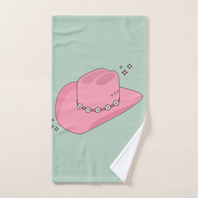 Conjunto De Toalhas Cowboy Hoppy Pink E Green (Toalha de mão)