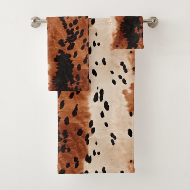 Conjunto De Toalhas Cowhide Preto-Castanho (Insitu)