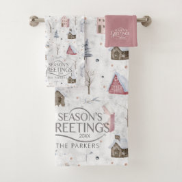 Conjunto De Toalhas Cozy Home Christmas Pink ID985