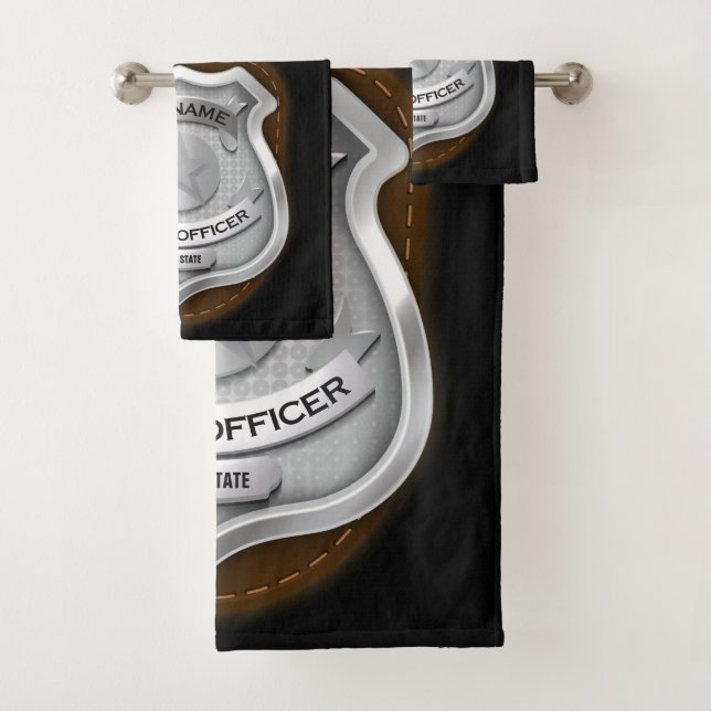 Conjunto De Toalhas Crachá de NOME DO Policial Personalizado Xerife (Insitu)