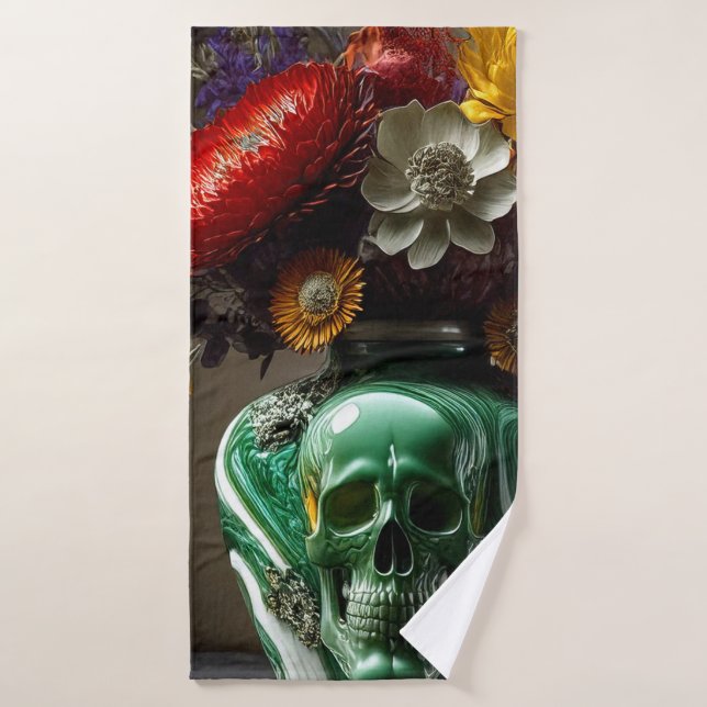 Conjunto De Toalhas Crânio e Flores (Toalha de Banho)