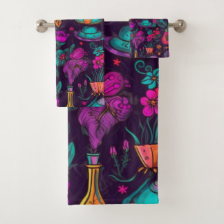 Conjunto De Toalhas Crânios Florais Personalizados