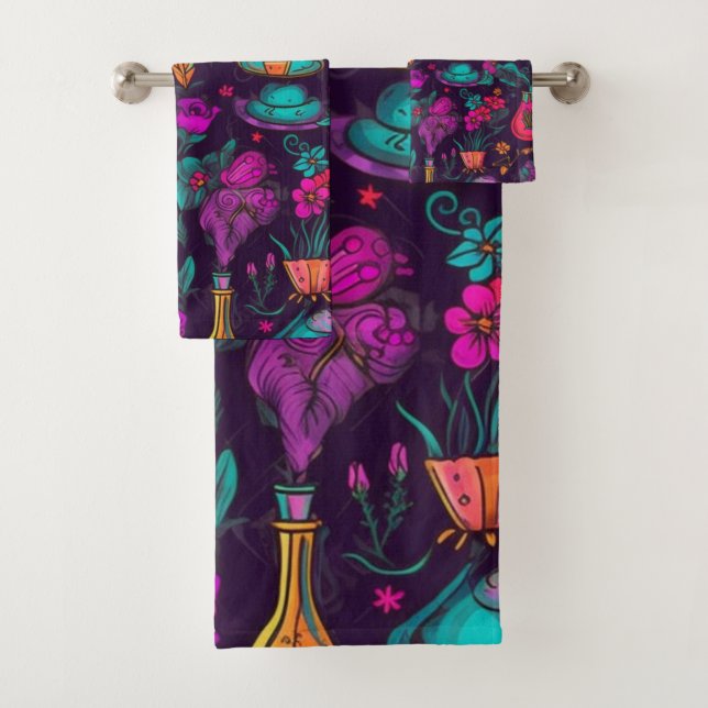 Conjunto De Toalhas Crânios Florais Personalizados (Insitu)