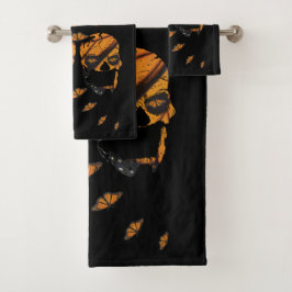 Conjunto De Toalhas Crânios Vibrantes Arte da Borboleta Monarca