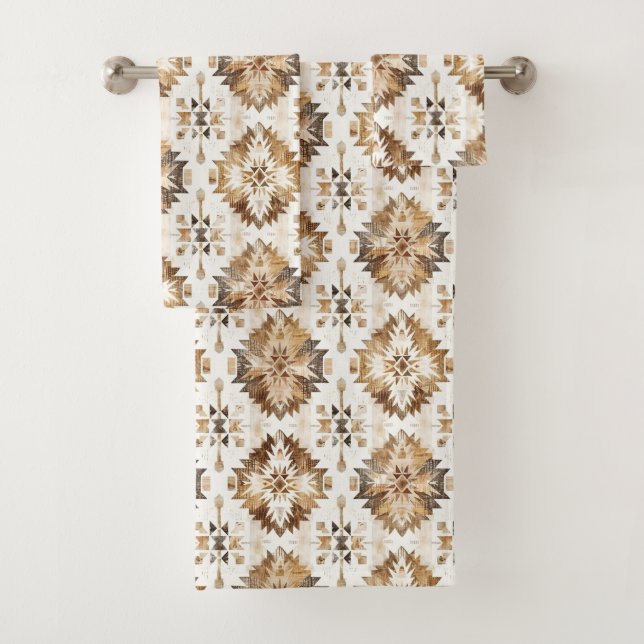 Conjunto De Toalhas Cream Brown Native Tribal (Insitu)