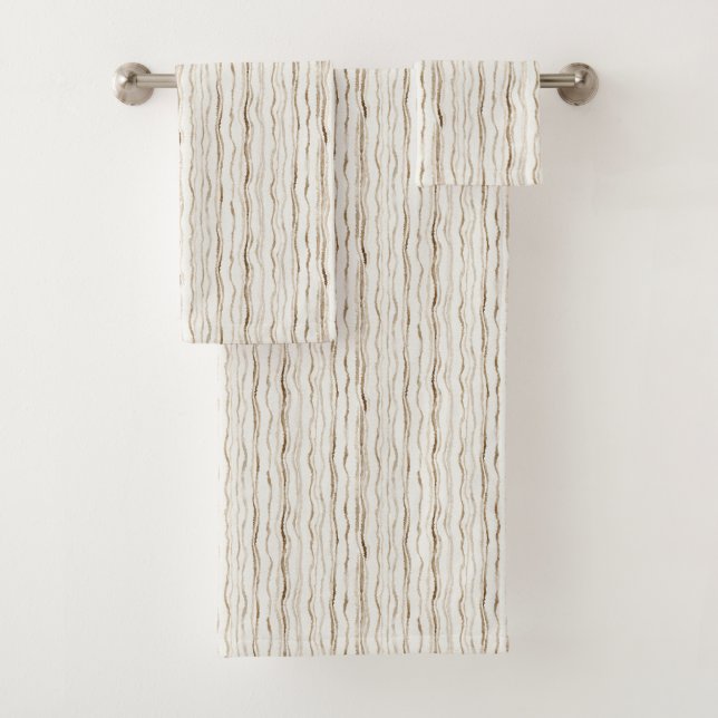 Conjunto De Toalhas Cream Brown Stripes (Insitu)