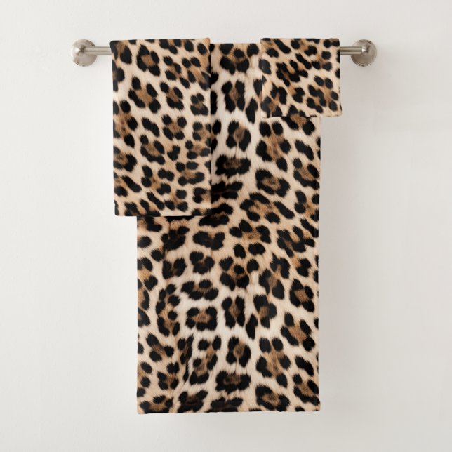 Conjunto De Toalhas Creamy Brown Black Leopardo (Insitu)