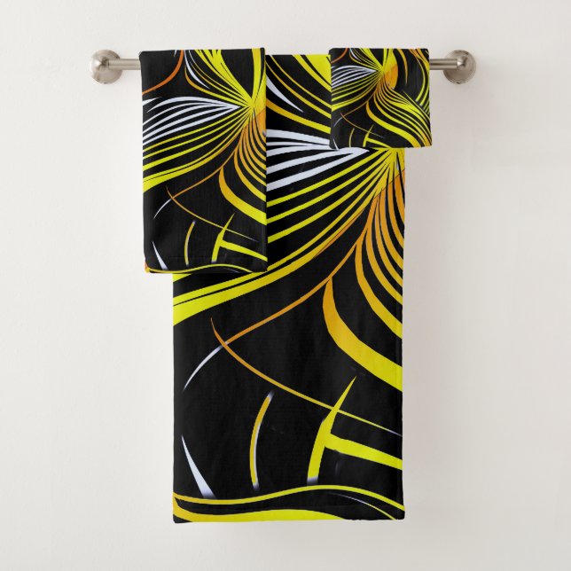 Conjunto De Toalhas Creative Black, Yellow & Orange Seless Abstratos (Insitu)