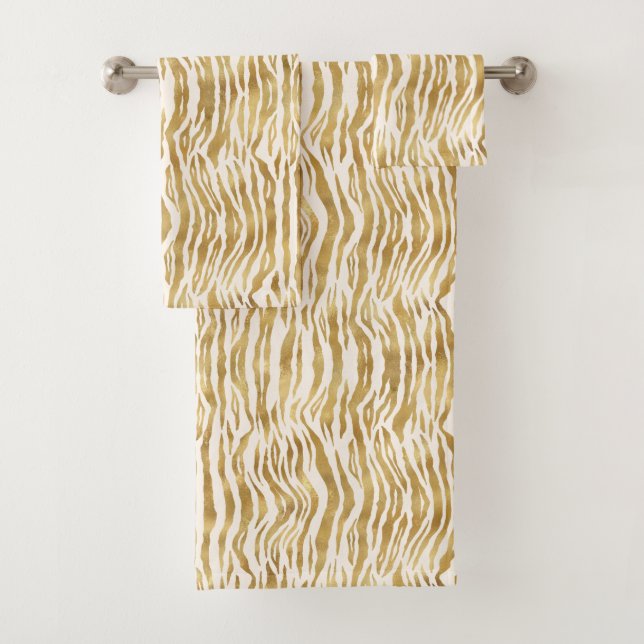 Conjunto De Toalhas  Creme Dourado Zebra Print (Insitu)