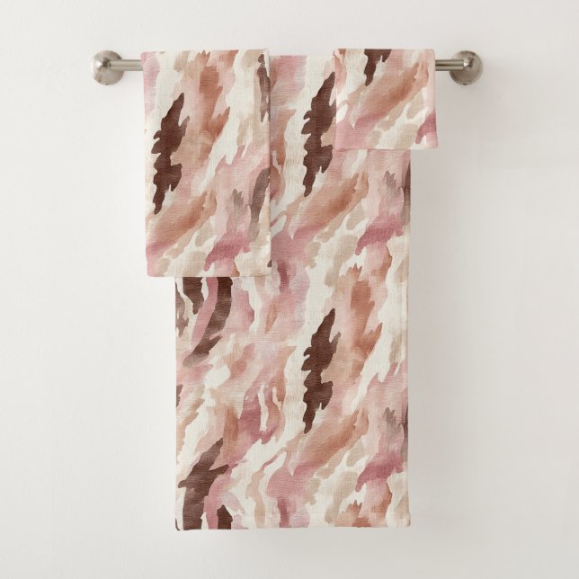 Conjunto De Toalhas Creme Rosa Castanho (Insitu)