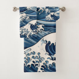 Conjunto De Toalhas Crestas Epheméricas: Ondas Hokusai Reimaginadas