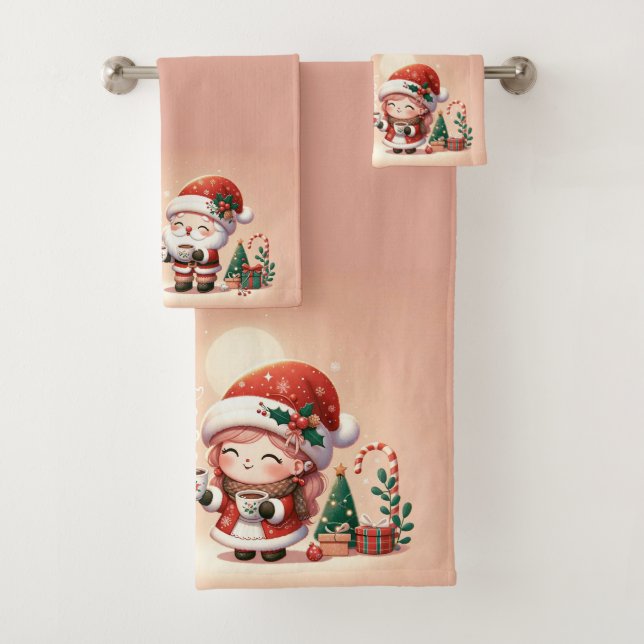 Conjunto De Toalhas Criança e Papais noeis de Natal (Insitu)