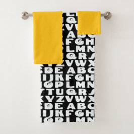 Conjunto De Toalhas Crianças Alfabeto Amarelo Negro