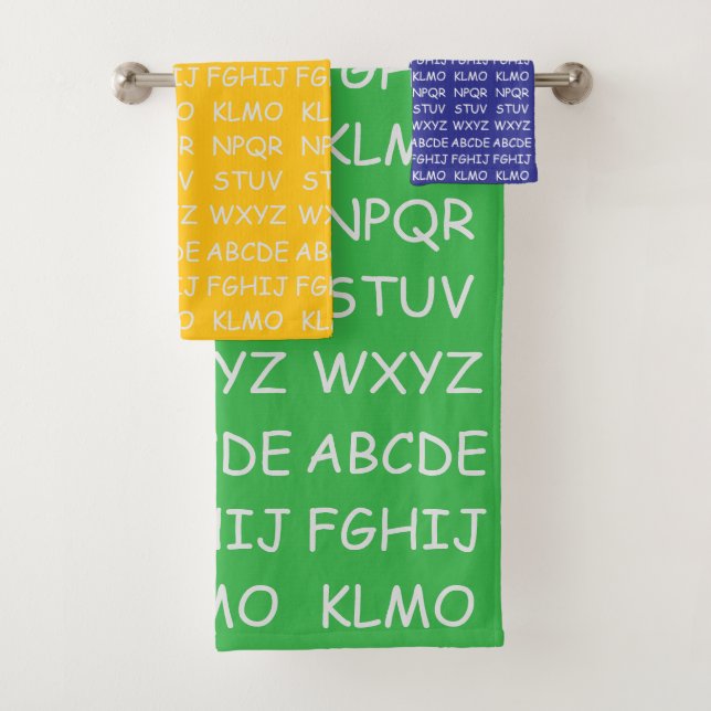 Conjunto De Toalhas Crianças Alfabeto Verde Amarelo Verde (Insitu)