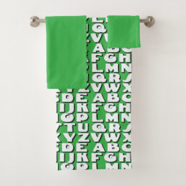 Conjunto De Toalhas Crianças Alphabet Bright Green