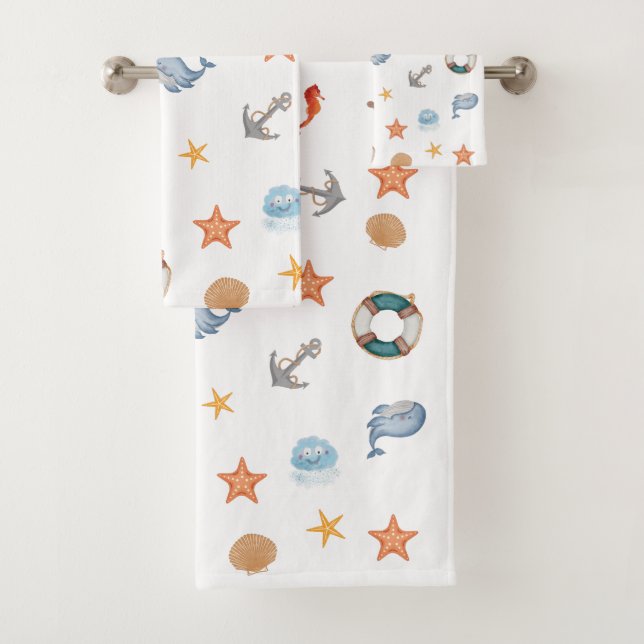 Conjunto De Toalhas Crianças bonitinhas modernas marinho estrela do oc (Insitu)