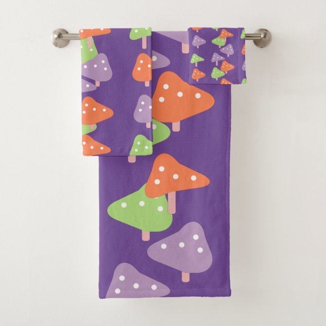 Conjunto De Toalhas Crianças com Padrão de Cogumelo Dançando Retro (Insitu)
