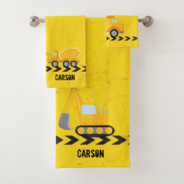 Conjunto De Toalhas Crianças Construtoras de Veículos Personalizados B