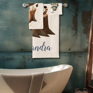 Conjunto De Toalhas Crianças de animais selvagens personalizados
