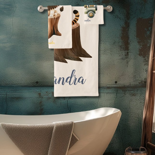 Conjunto De Toalhas Crianças de animais selvagens personalizados (Criador carregado)