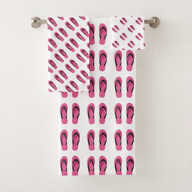 Conjunto De Toalhas Crianças de Chinelos Brancos Rosa (Insitu)