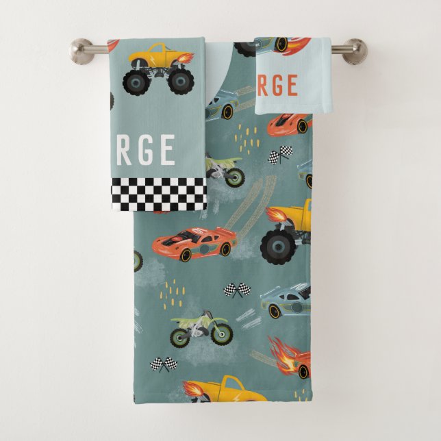 Conjunto De Toalhas Crianças Legal De Carro Azul (Insitu)