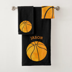 Conjunto De Toalhas Crianças - Negros Personalizados de Basquete