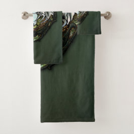 Conjunto De Toalhas Criatura de fantasia escura com asas.