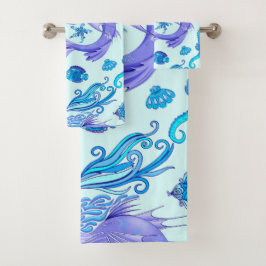 Conjunto De Toalhas Criatura Roxa Da Fada Mística De Sereia