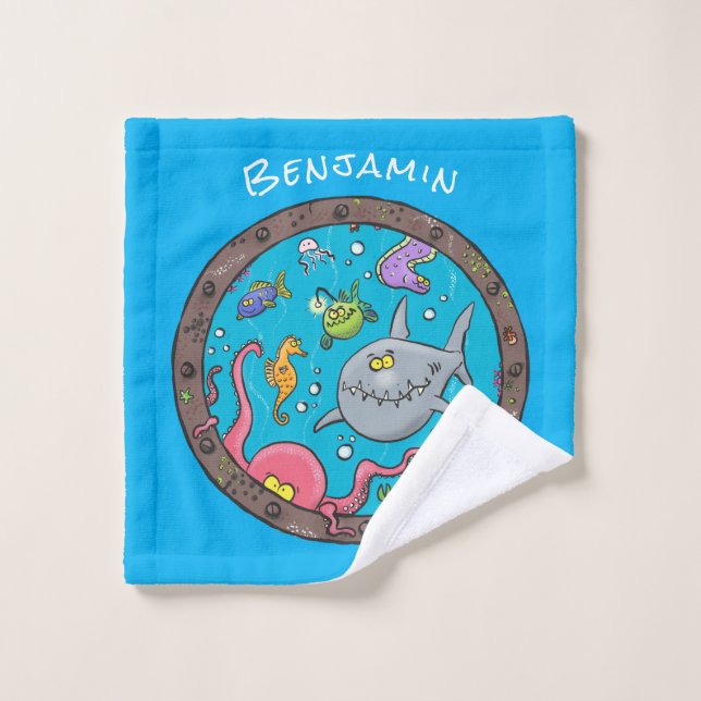 Conjunto De Toalhas Criaturas marinhas engraçadas desenho de desenhos  (Pano de lavar)