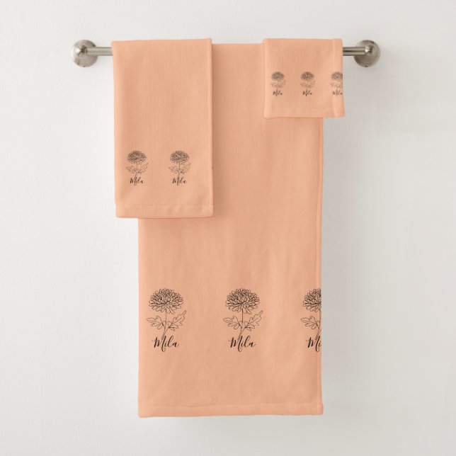 Conjunto De Toalhas Crisântemo de Nascimento Personalizado de Novembro (Insitu)