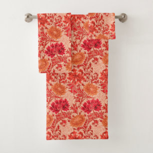 Conjunto De Toalhas Crisântemos de William Morris, laranja coral
